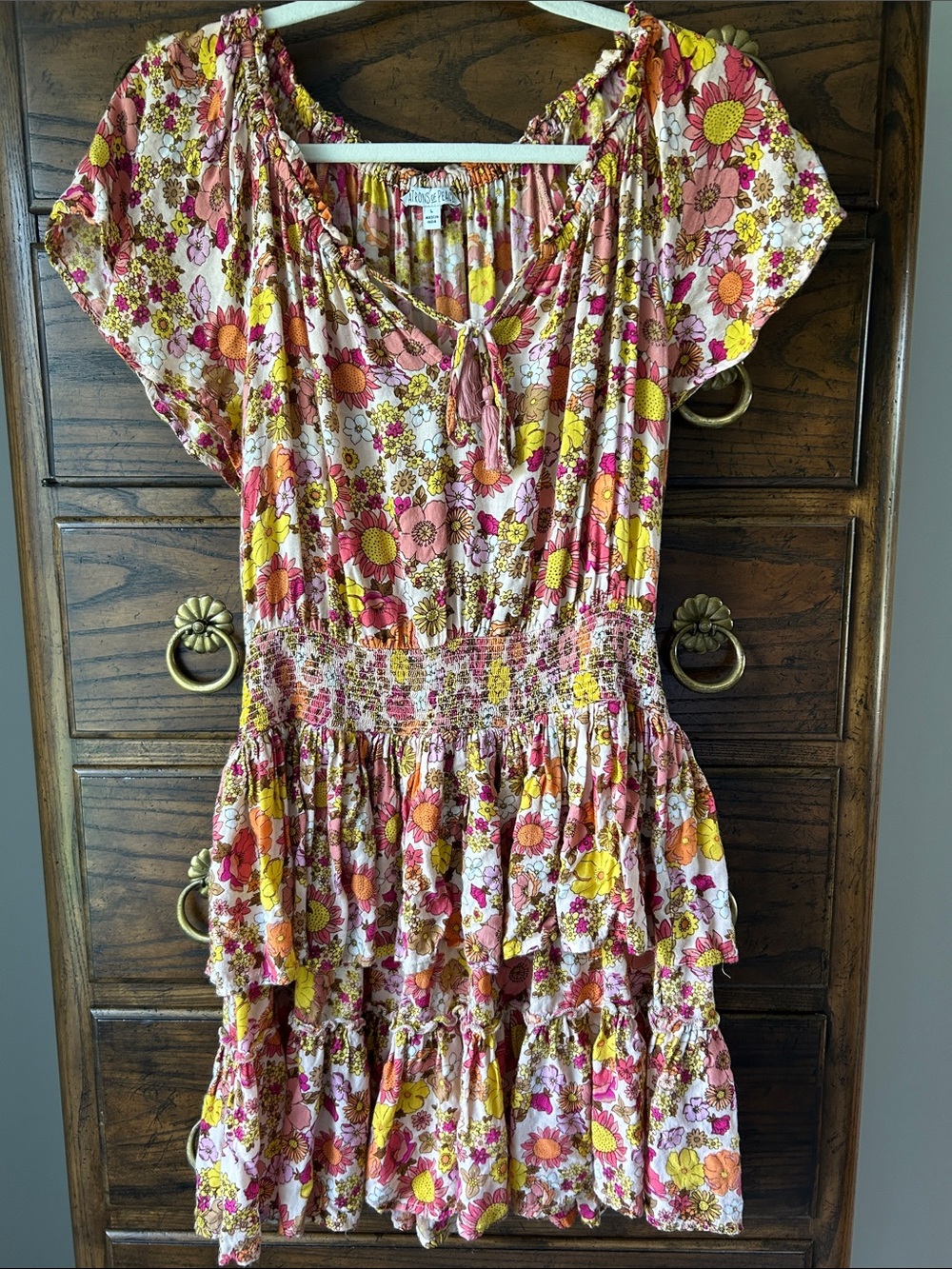 Patrons of Peace Floral Boho Dress in Pink, Yellow, Orange